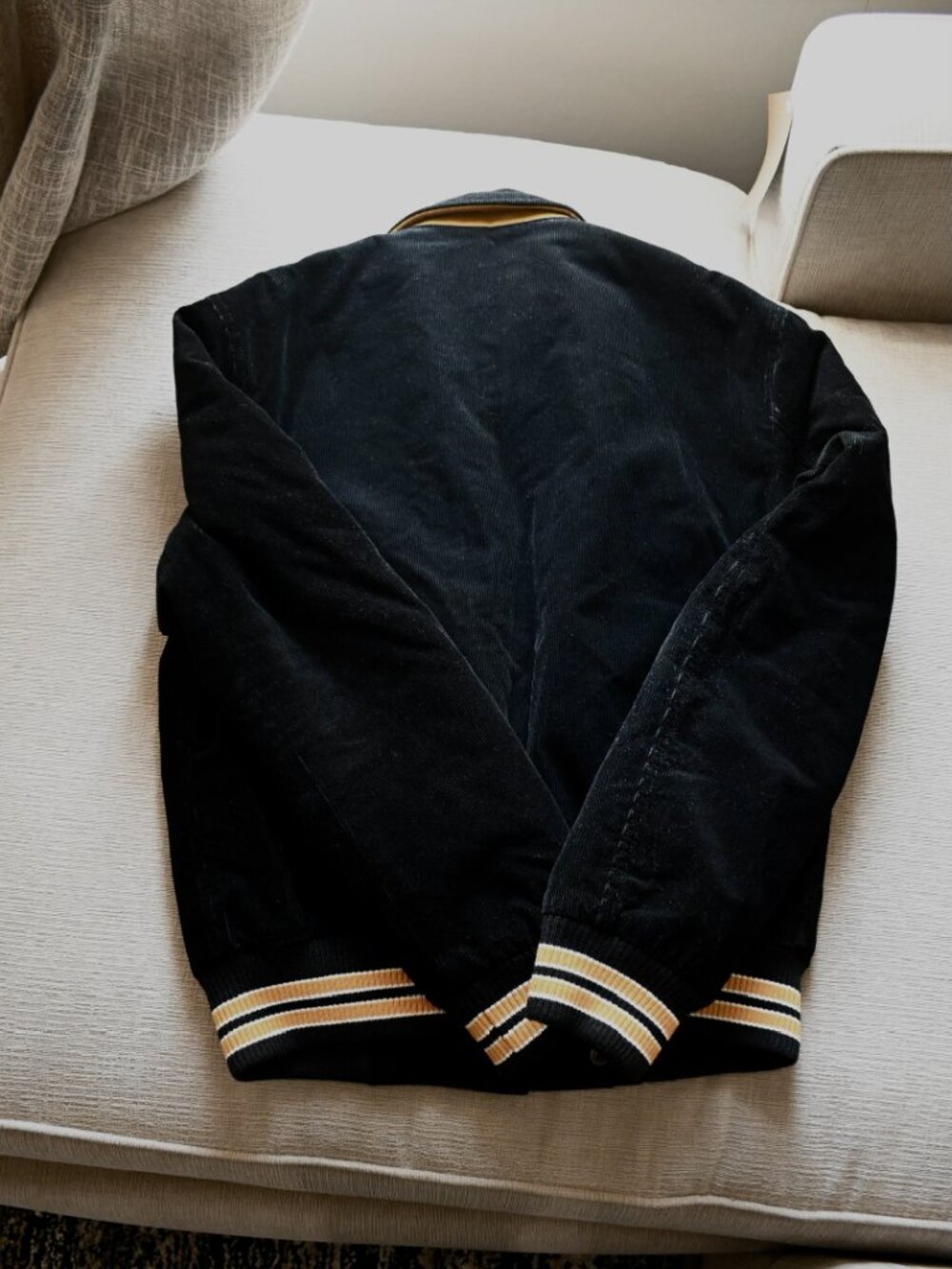Black & Yellow Saint Laurent (YSL) Suede Teddy Varsity Jacket (IT 46 US) - Picture 3 of 4